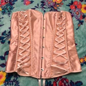 Sexy Peach Satin & Lace Bustier 💋